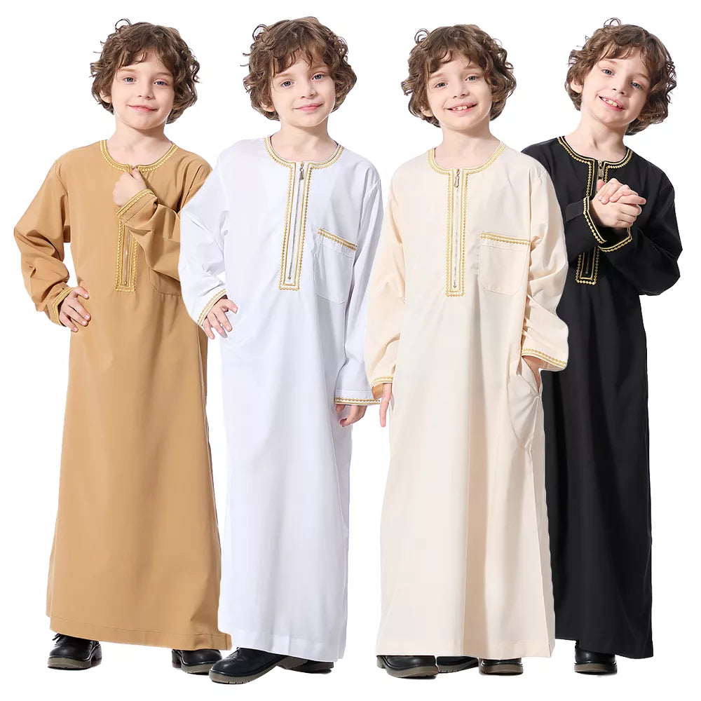 Muslim Saudi Arab Boys Robe Dishdasha Kids Abaya Kaftan Prayer Islam C BISMILLAHSHOP