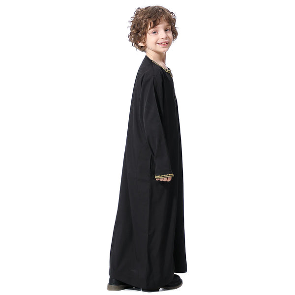 Muslim Saudi Arab Boys Robe  Dishdasha Kids Abaya Kaftan Prayer Islam Clothing Long Sleeve Thobe Middle East Teenage Dress Dubai