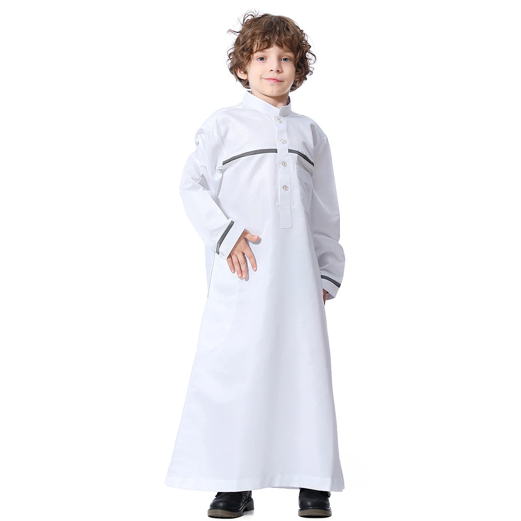 Muslim Arab Jubba Boys Robe Kids Abayas Kaftan Islamic Clothing Long Sleeve Thobe Middle East Teenage Clothing Ramadan Dress Eid