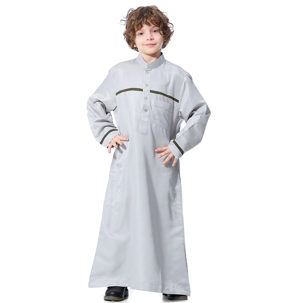 Muslim Arab Jubba Boys Robe Kids Abayas Kaftan Islamic Clothing Long Sleeve Thobe Middle East Teenage Clothing Ramadan Dress Eid