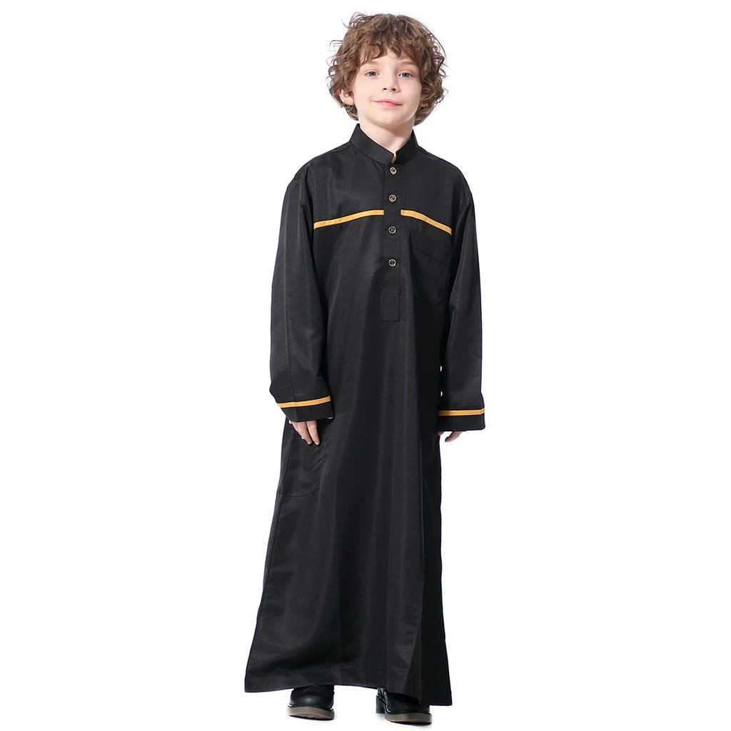 Muslim Arab Jubba Boys Robe Kids Abayas Kaftan Islamic Clothing Long Sleeve Thobe Middle East Teenage Clothing Ramadan Dress Eid