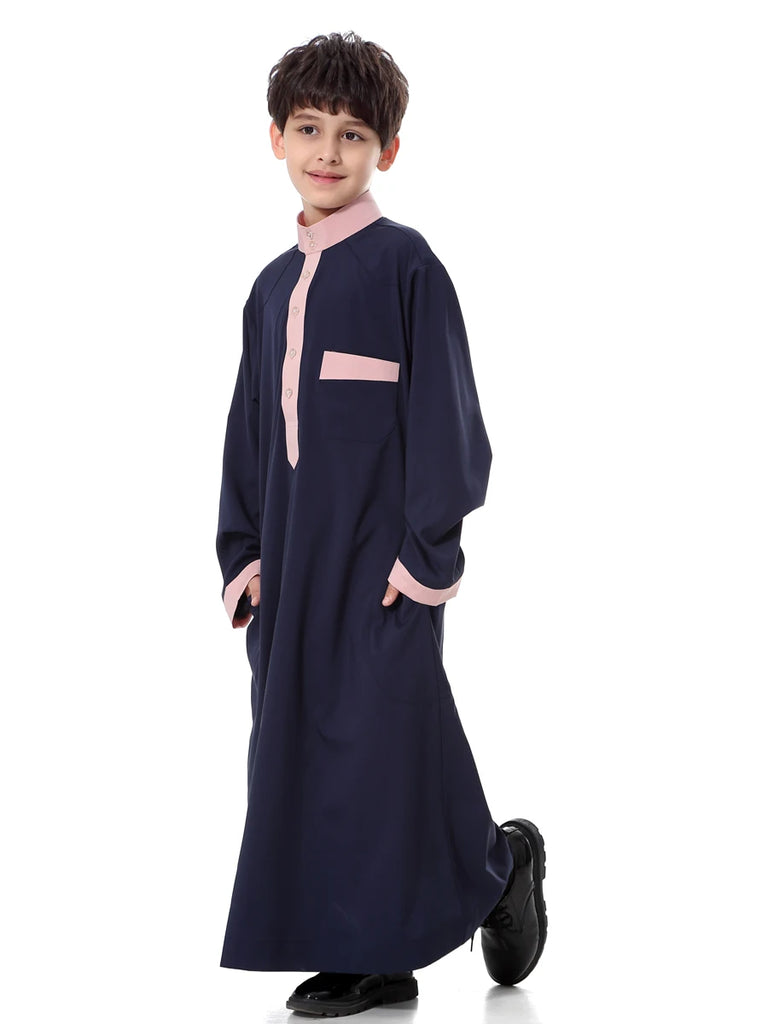 Muslim Saudi Arab Boys Robe  Dishdasha Kids Abaya Kaftan Prayer Islam Clothing Long Sleeve Thobe Middle East Teenage Dress Dubai