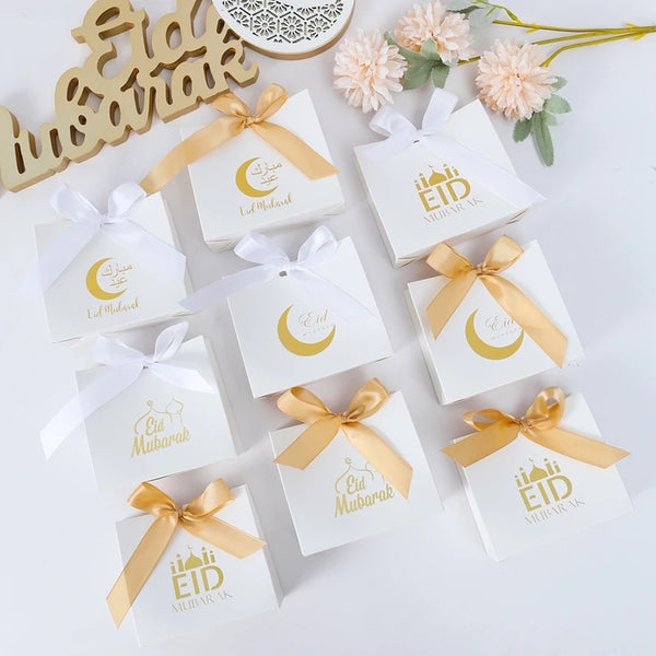 Eid Mubarak Gift Box 2024 Kareem Ramadan Decor Cookie Candy Bags Boxes Muslim Islamic Party Supplies Cake DIY Decor Eid Al-fitr