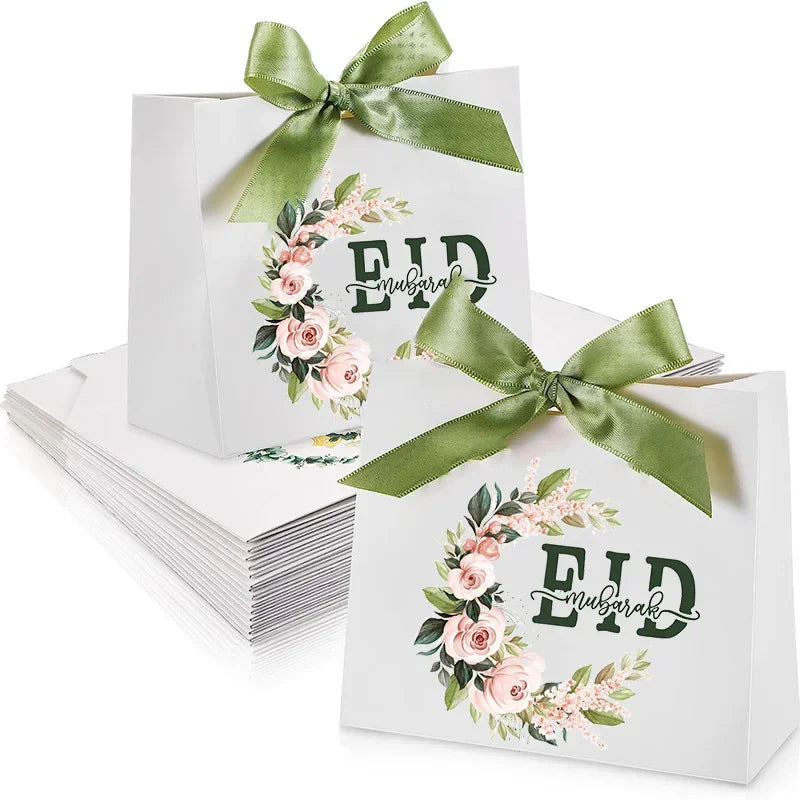 5pcs Floral Eid mubarak candy gift boxes Muslim Islamic Ramadan Kareem Eid Al-Fitr Iftar suhoor table decoration welcome present