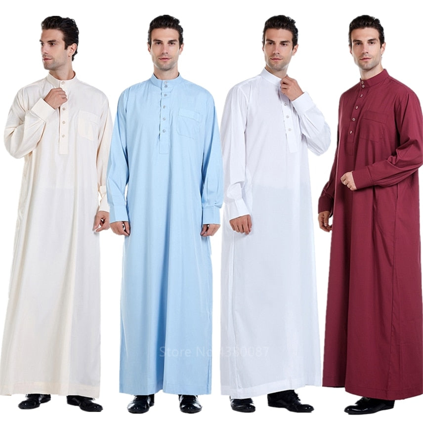 Middle East Abaya Dress Men Jubba Thobe Muslim Arabic Islamic