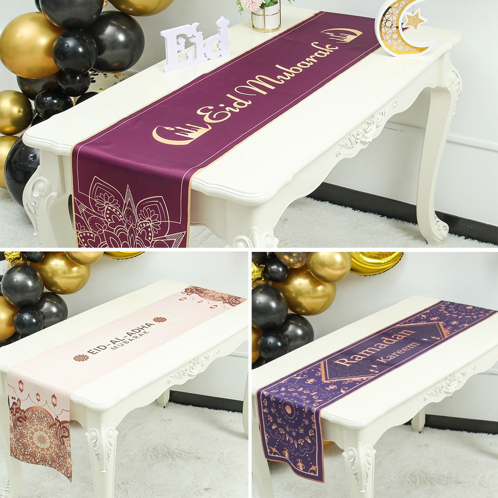 EID Mubarak Table Runner Ramadan Decoration For Home Tablecloth Ramadan Kareem Eid Al Adha Gifts Islamic Muslim Party Decoration