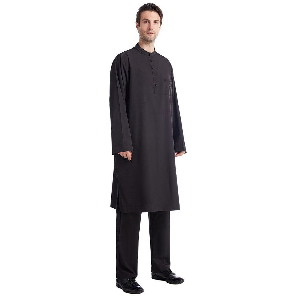 Muslim Arabic Men Jubba Thobe Button Robe - Muslim Daily Dress