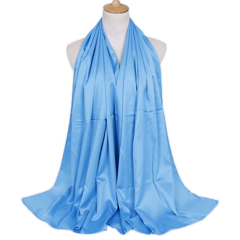 Plain Color luxury silk Scarf Hijab Headband Female Islamic Head Cover Wrap for Women Muslim Hijabs Hair Scarves Headscarf