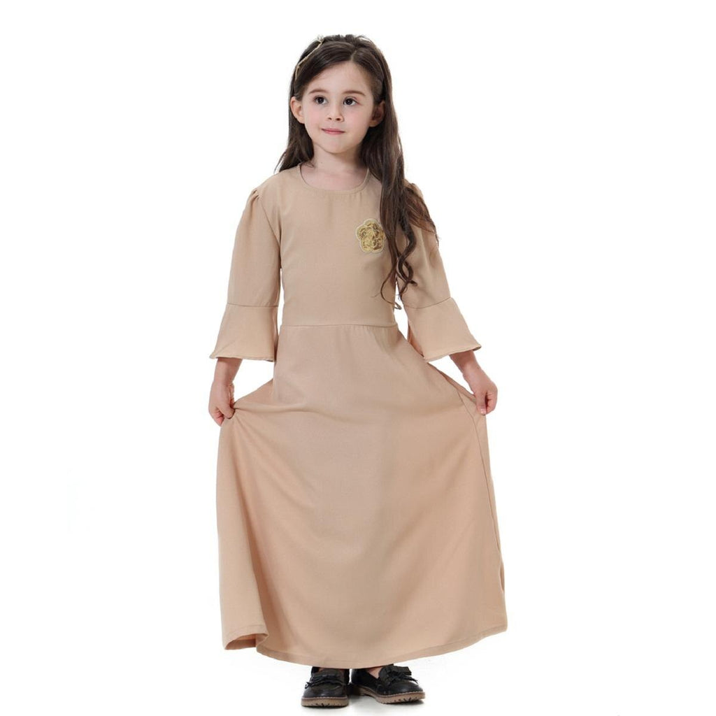 Cute Muslim Children Abaya Kids Long Dresses Girl Maxi Dress Robe Gowns Kimono Jubah Ramadan Middle East Arab Islamic Clothing