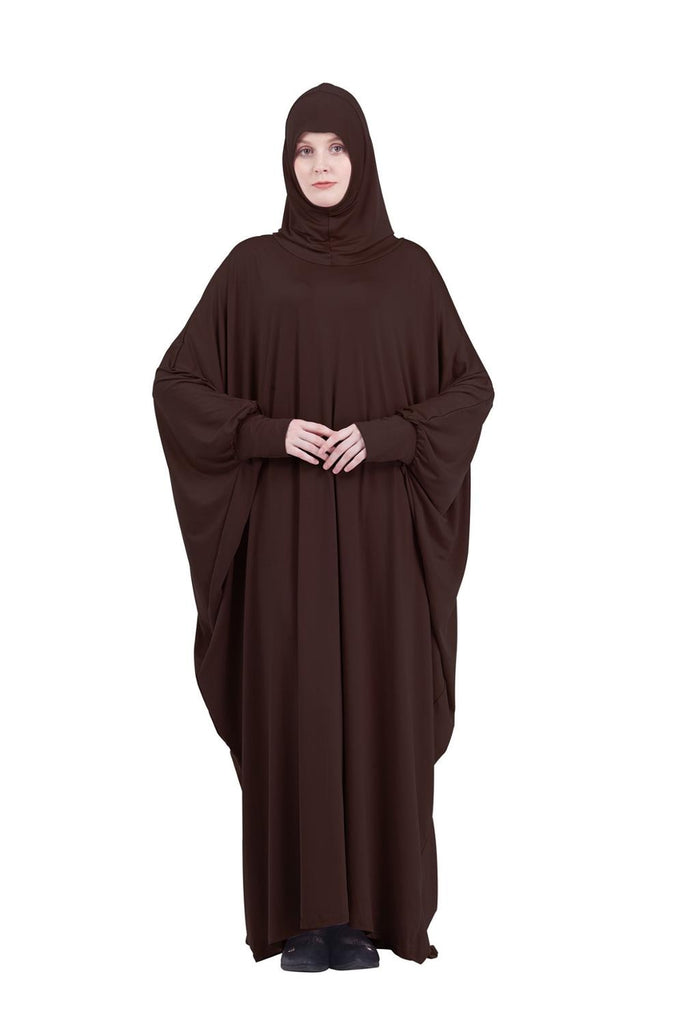 One Piece Prayer Outfit Muslim Women Abaya Jilbaab with Sleeves Prayer Dress Attached Scarf Islam Hajj and Umrah Clothes Saudis