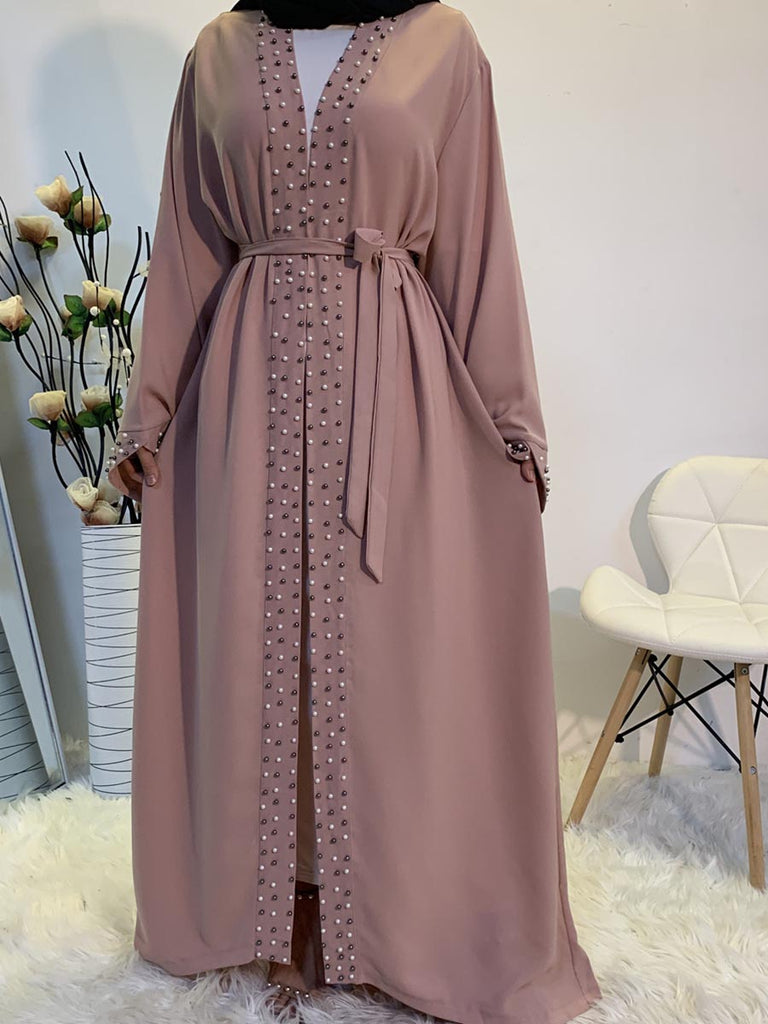 Pearls Robe Modest Dress Long Elegant Cardigan