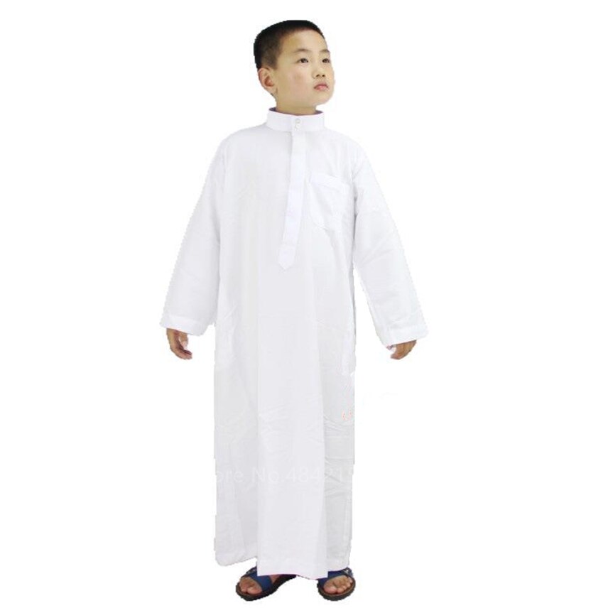 Boys Jubba Thobe Islamic Clothing Saudi Arabia Solid Muslim Kaftan
