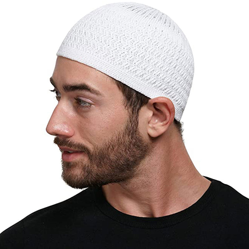 1pc Unisex Knitted Muslim Men Prayer Hats Male Beanies Cap Kippah Homme Hat Islamic Ramadan Head Cap