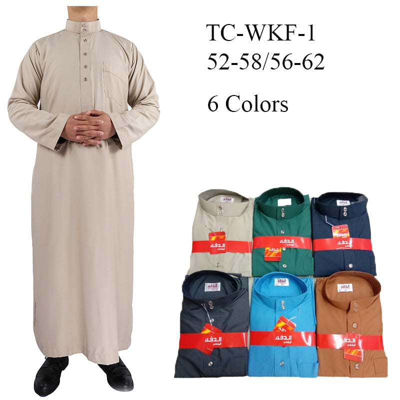 Qamis man Clothing Islam Djellaba Man Muslim Arab Men Robe Middle Eastern Washed Fleece Robe Jubba Thobe Muslim styles Fashion