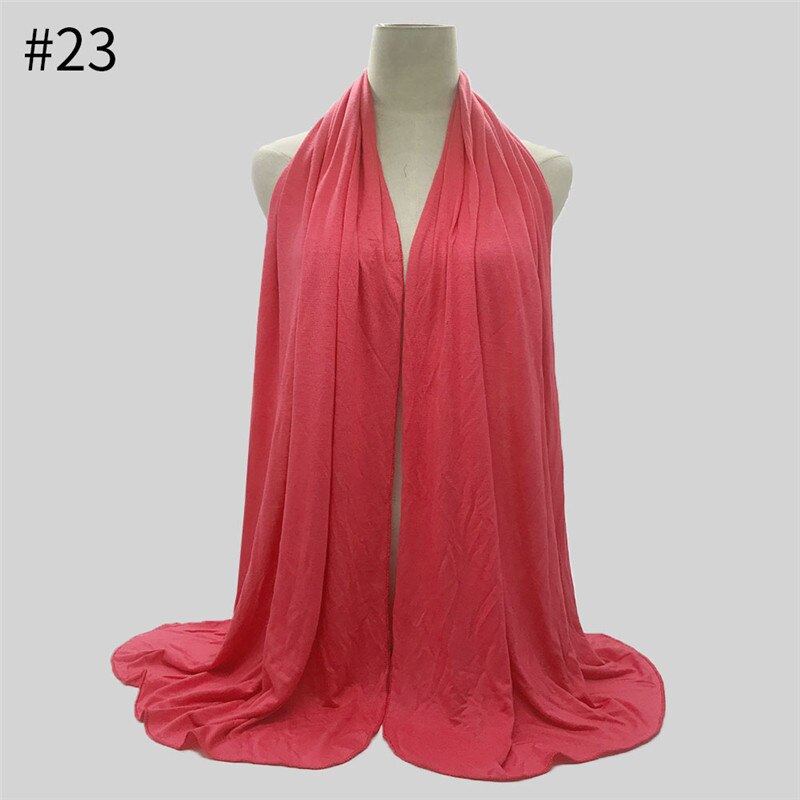 Fashion Cotton Jersey Muslim Scarf Hijabs Long Shawl Plain Colors Soft Turban Islamic Headscarf Wraps