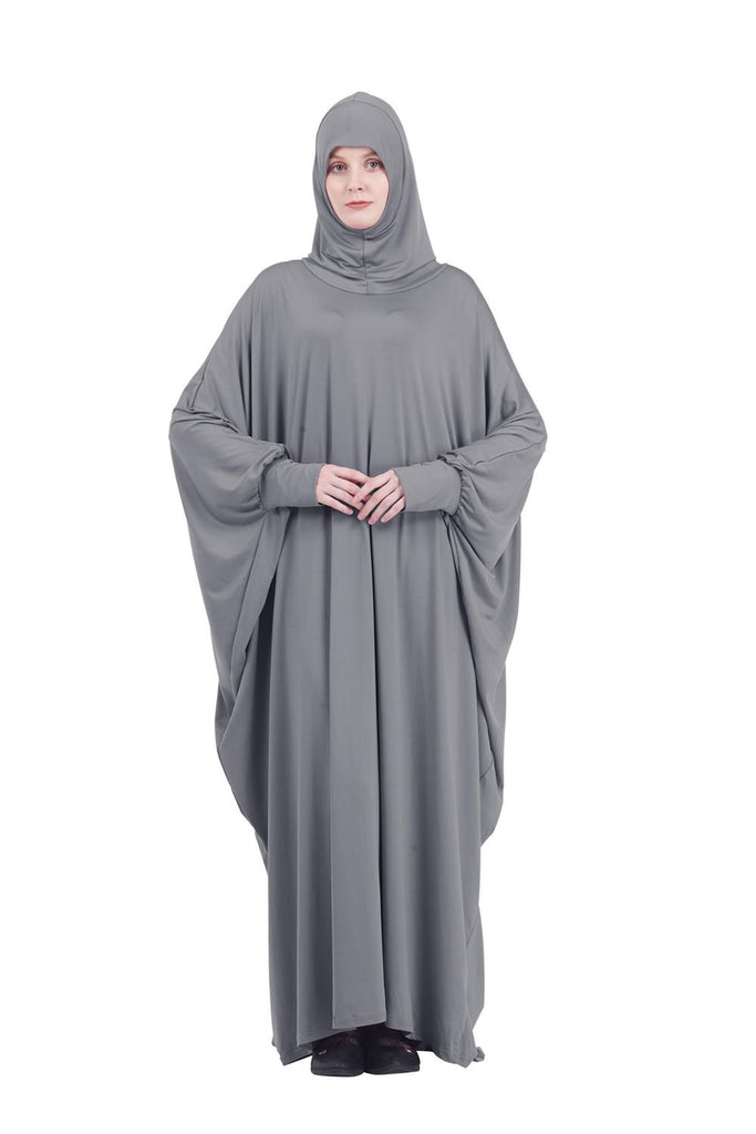 One Piece Prayer Outfit Muslim Women Abaya Jilbaab with Sleeves Prayer Dress Attached Scarf Islam Hajj and Umrah Clothes Saudis