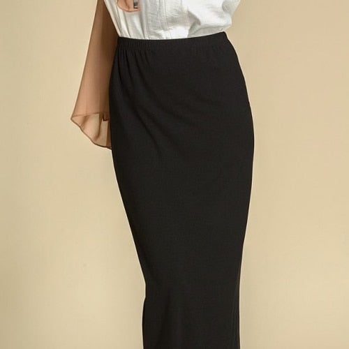 Muslim Women Long Pencil Skirt Cotton Maxi Islamic Bodycon Slim High W BISMILLAHSHOP