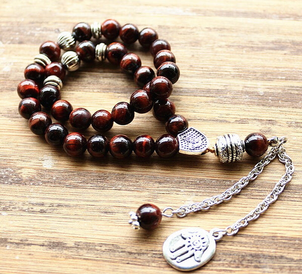 8mm brown tiger eye Stone bead Round Shape 33 Prayer Beads Islamic Muslim Tasbih Allah Mohammed Rosary For Men&Women