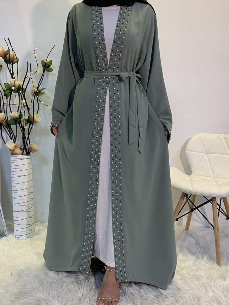 Pearls Robe Modest Dress Long Elegant Cardigan