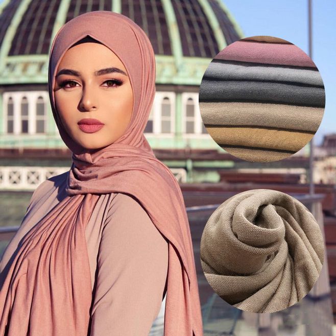 Fashion Cotton Jersey Muslim Scarf Hijabs Long Shawl Plain Colors Soft Turban Islamic Headscarf Wraps