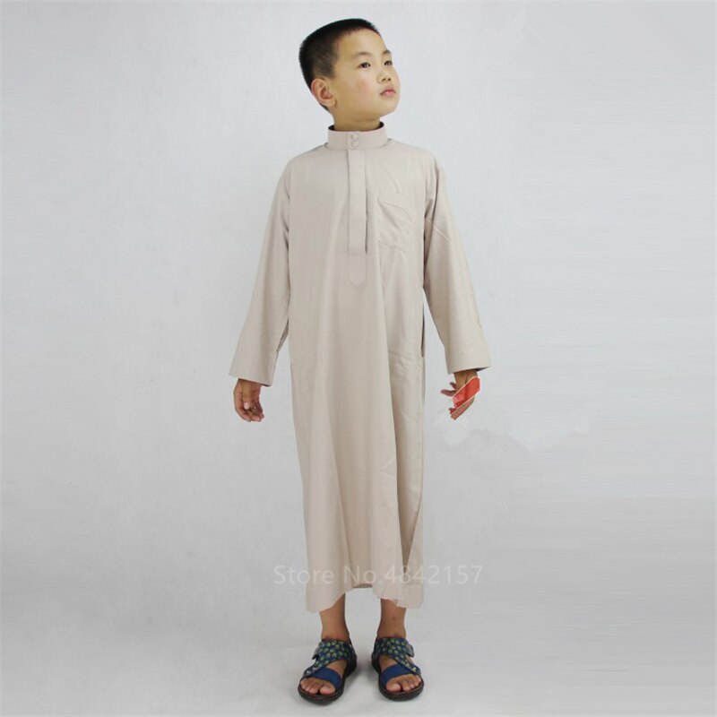 Boys Jubba Thobe Islamic Clothing Saudi Arabia Solid Muslim Kaftan Kids Brother Abayas Long Sleeve Arab Middle East Robes