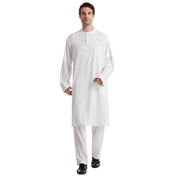 Muslim Arabic Men Jubba Thobe Button Robe - Muslim Daily Dress