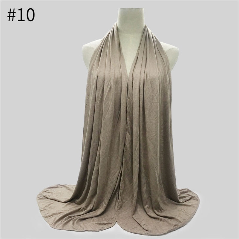 Fashion Cotton Jersey Muslim Scarf Hijabs Long Shawl Plain Colors Soft Turban Islamic Headscarf Wraps