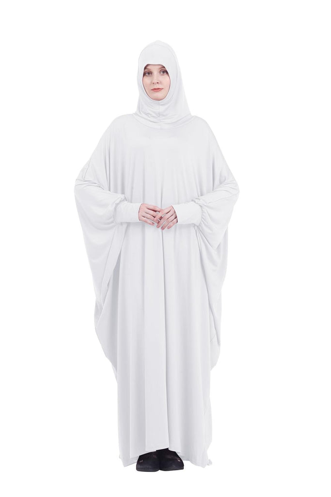 One Piece Prayer Outfit Muslim Women Abaya Jilbaab with Sleeves Prayer Dress Attached Scarf Islam Hajj and Umrah Clothes Saudis