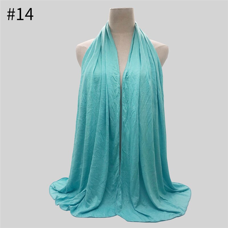 Fashion Cotton Jersey Muslim Scarf Hijabs Long Shawl Plain Colors Soft Turban Islamic Headscarf Wraps