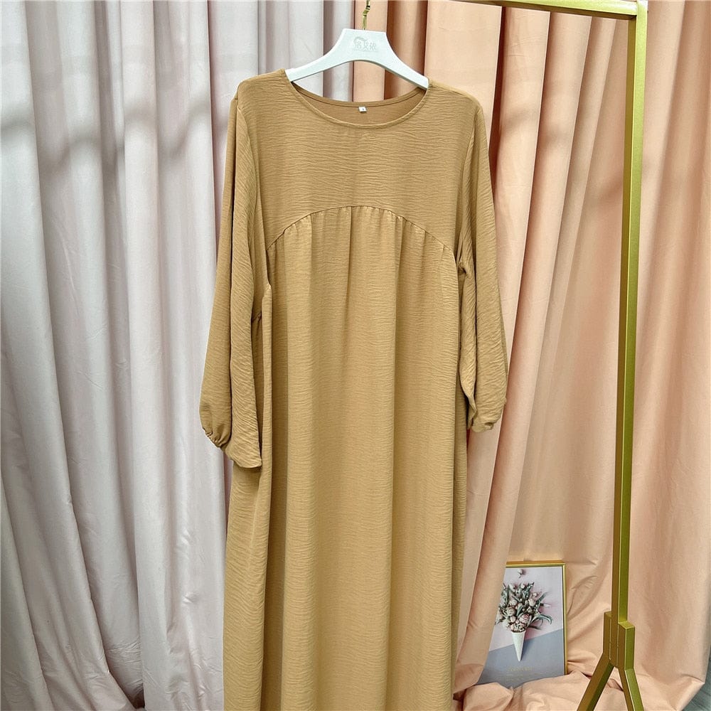 Women Muslim Maxi Abaya Dress Loose Kaftan Long Sleeves Solid Color Dubai Turkey Islam Clothes Caftan Robe Modest Gown Ramadan