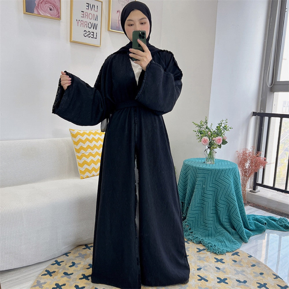 Arabic Long Sleeve Open Cardigan - Abaya