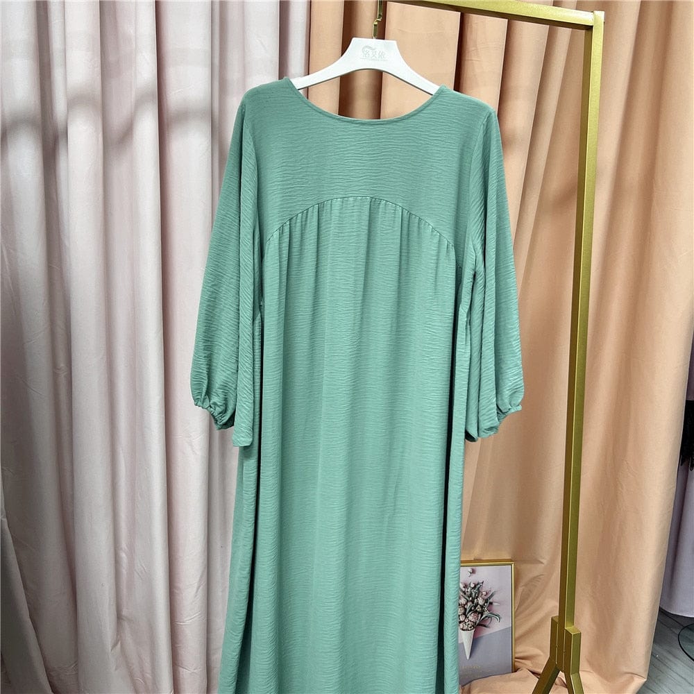 Women Muslim Maxi Abaya Dress Loose Kaftan Long Sleeves Solid Color Dubai Turkey Islam Clothes Caftan Robe Modest Gown Ramadan