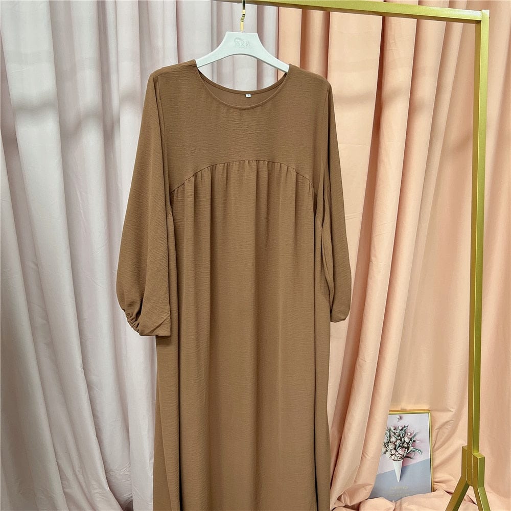 Women Muslim Maxi Abaya Dress Loose Kaftan Long Sleeves Solid Color Dubai Turkey Islam Clothes Caftan Robe Modest Gown Ramadan