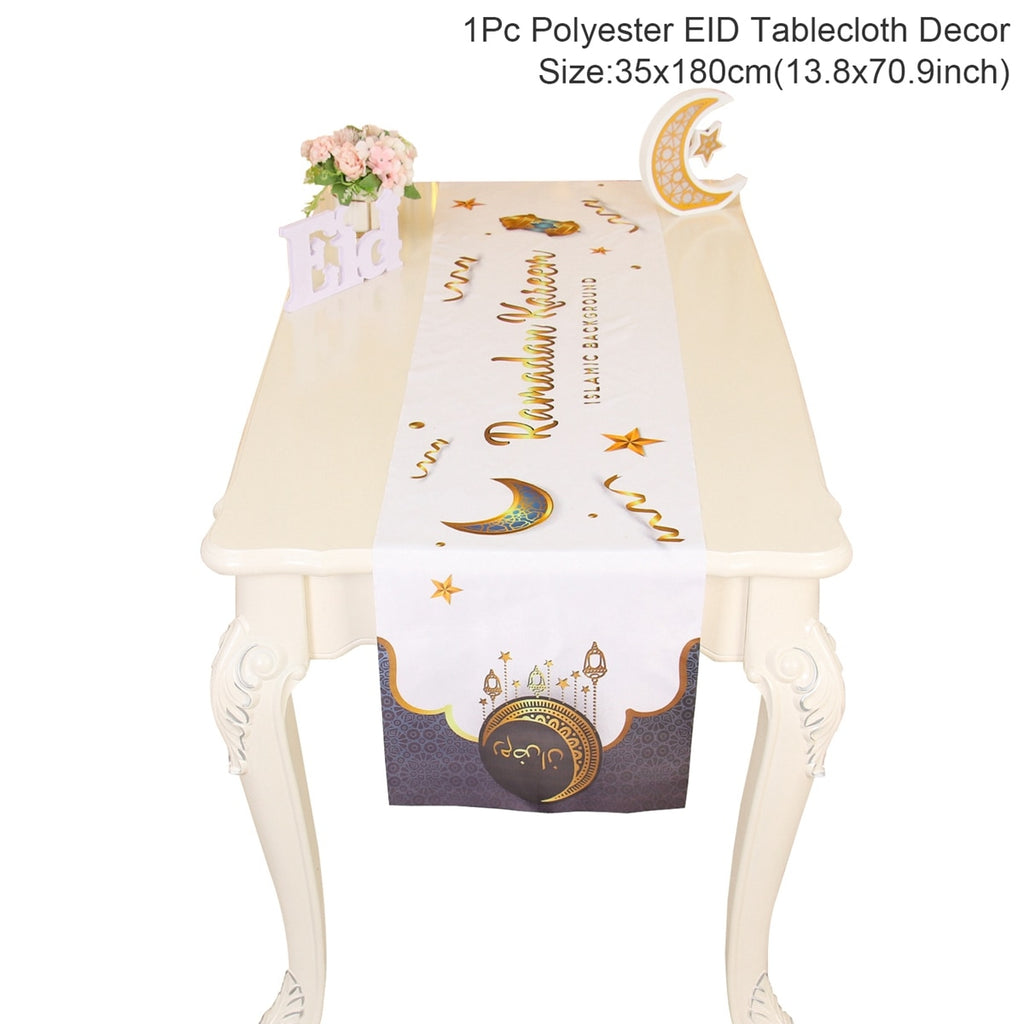 EID Mubarak Table Runner Ramadan Decoration For Home Tablecloth Ramadan Kareem Eid Al Adha Gifts Islamic Muslim Party Decoration