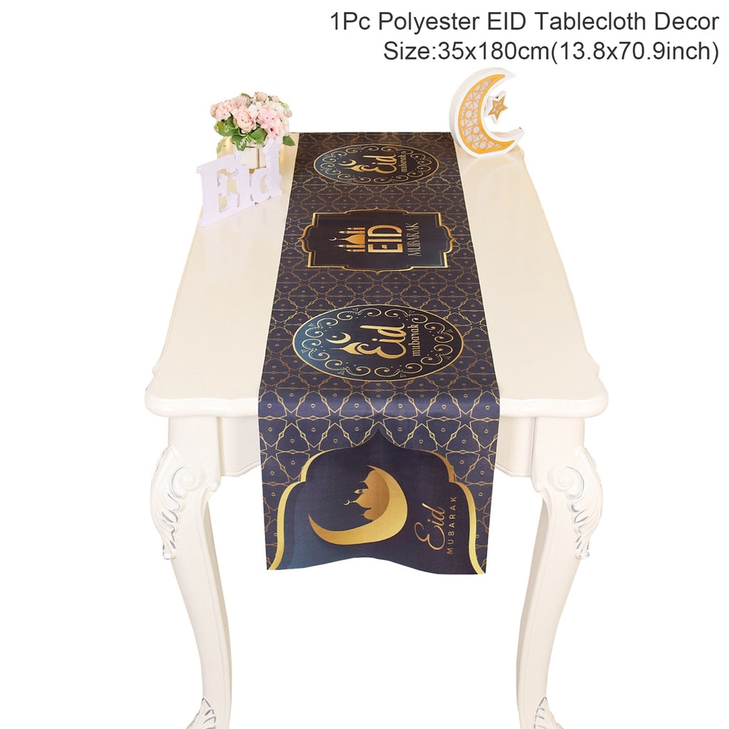 EID Mubarak Table Runner Ramadan Decoration For Home Tablecloth Ramadan Kareem Eid Al Adha Gifts Islamic Muslim Party Decoration