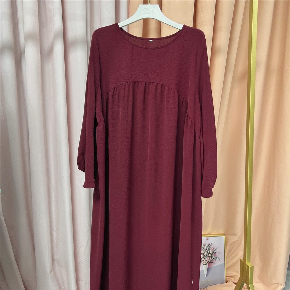 Women Muslim Maxi Abaya Dress Loose Kaftan Long Sleeves Solid Color Dubai Turkey Islam Clothes Caftan Robe Modest Gown Ramadan