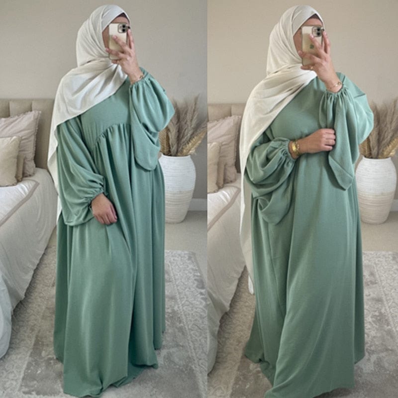 Women Muslim Maxi Abaya Dress Loose Kaftan Long Sleeves Solid Color Dubai Turkey Islam Clothes Caftan Robe Modest Gown Ramadan