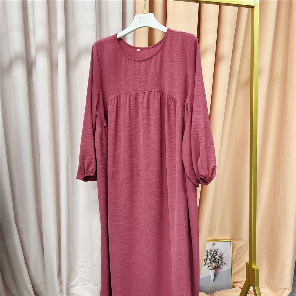 Women Muslim Maxi Abaya Dress Loose Kaftan Long Sleeves Solid Color Dubai Turkey Islam Clothes Caftan Robe Modest Gown Ramadan