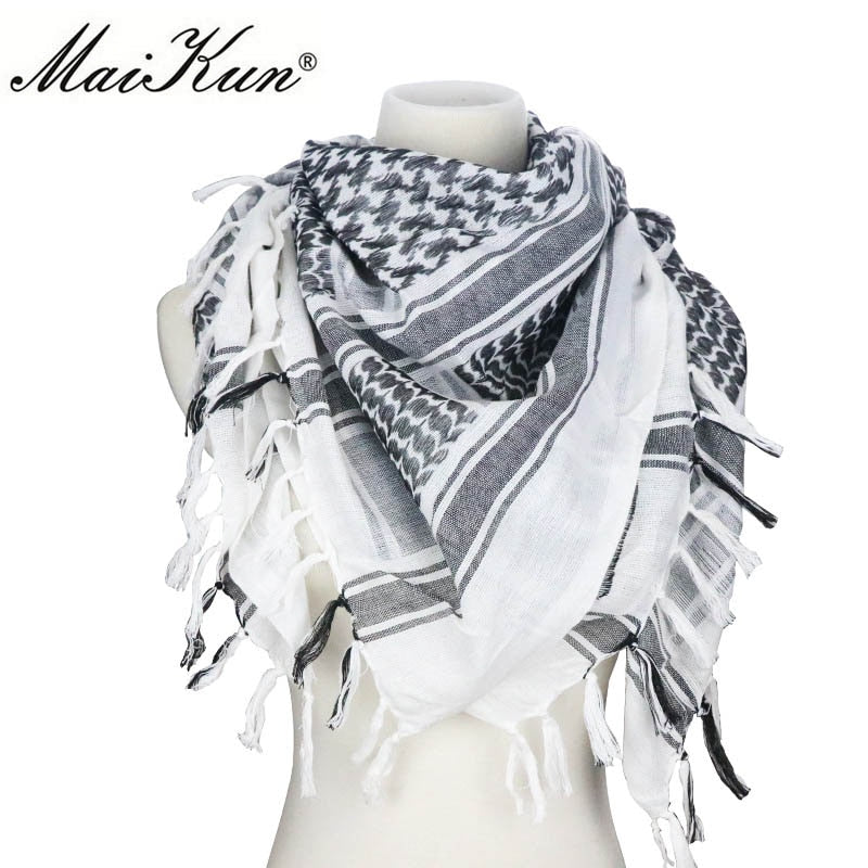 Maikun Cotton Arab Scarves Men Winter Military Keffiyeh Windproof Scarf Muslim Hijab